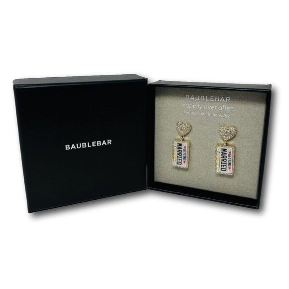 Baublebar Happily Ever After Getting Married Earrings License Plate - Picture 3 of 5